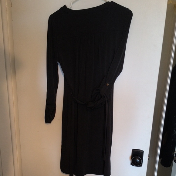 Michael Kors Black Long-Sleeve Lace-Up Dress with Gold Accents - Picture 5 of 5